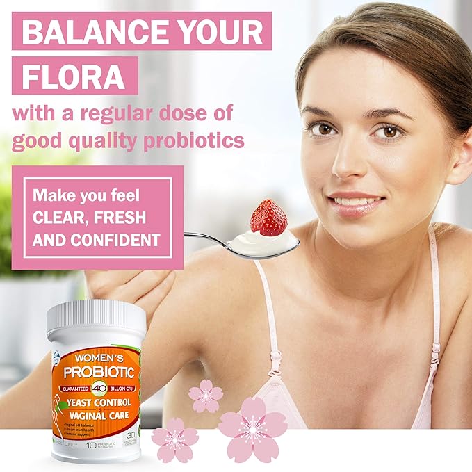 Probiotics for Women, 40 Billion CFU, 10 Strains for Yeast Control, Vaginal and Urinary Tract Health, Non Refrigerated Daily Probiotic Supplement