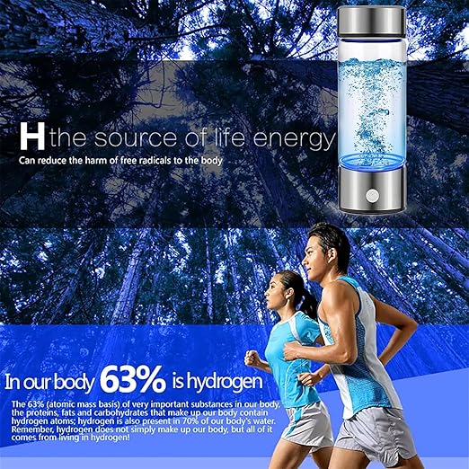 Hydrogen Water Bottle Generator Portable Glass Health Cup Hydrogen Rich Water Ion Machine with SPE PEM Tech Water Ionizer, Hydrogen Water Machine Improve Water for Home, Office, Travel, Daily Drinking