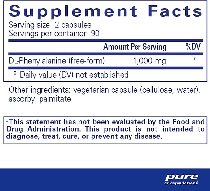 Pure Encapsulations DL-Phenylalanine | Amino Acid Supplement for Memory and Focus, Joints, Muscles, and Cognitive Support* | 180 Capsules