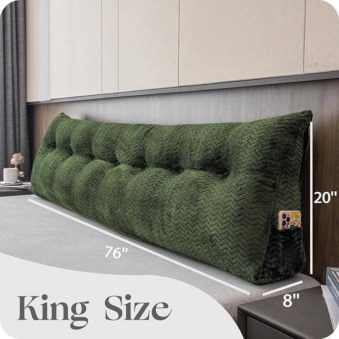 Large Bolster Triangular Headboard Wedge Backrest Positioning Support Bed Rest Reading Pillows Headboard Wedge Pillows for Day Bed Bunk Bed with Removable Cover
