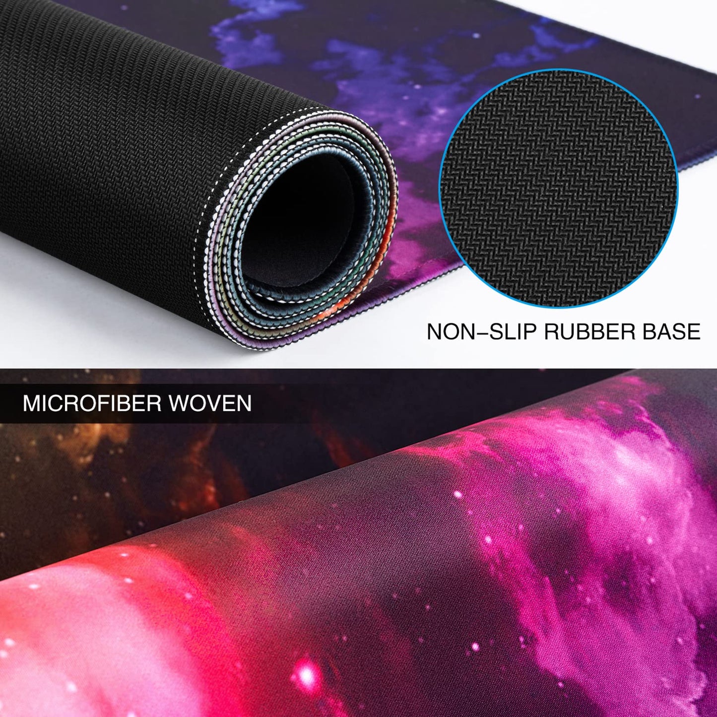 Canjoy Gaming Mouse Pad, XL Large Extended Keyboard Mouse Mat Big Computer Desk Pad with Non-Slip Base and Stitched Edge for Home Office Gaming Work 31.5x15.7inch
