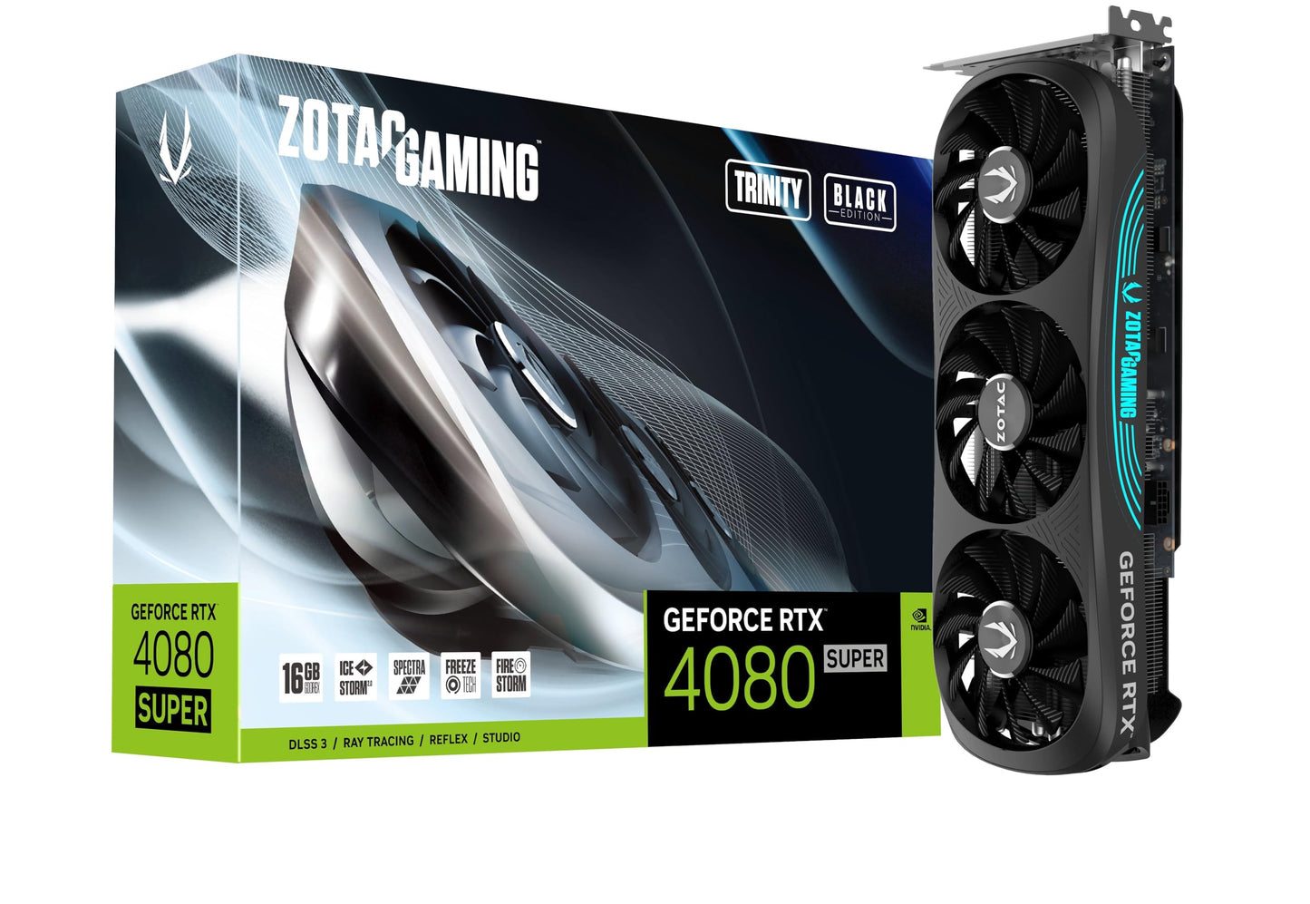 Zotac Gaming Geforce Rtx 4080 Super Trinity Black Edition Dlss 3 16Gb Gddr6X 256-Bit 23 Gbps Pcie 4.0 Gaming Graphics Card, Ices