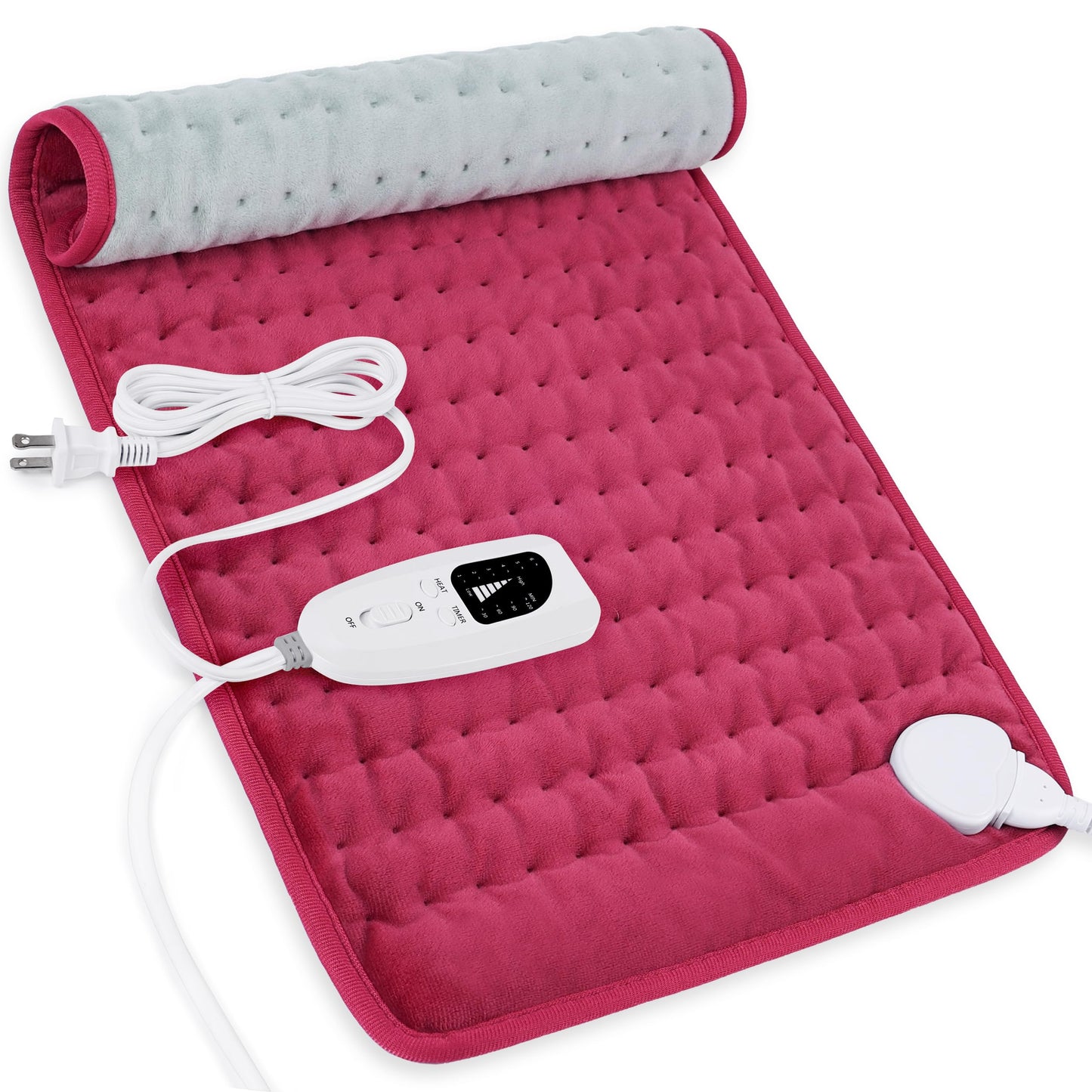 Deepsoon Heating Pad,Electric Heating Pads for Back,Neck,Abdomen,Moist Heating Pad for Shoulder,Knee,Arms,Legs,Dry/Moist Heat & Auto Shut Off,Christmas Gifts for Men and Women,Burgundy,24x12 Inch