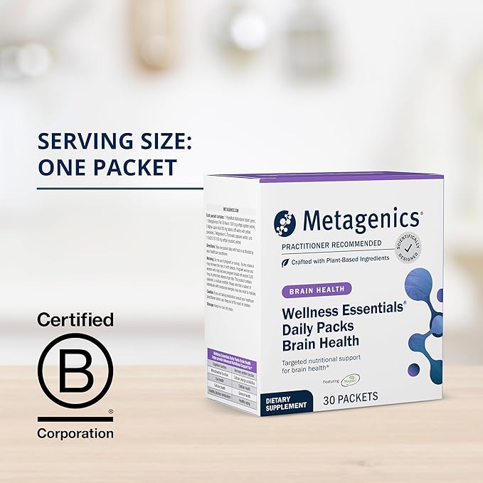 Metagenics Wellness Essentials Brain Health Daily Packs - Comprehensive Brain Support* - with Alpha Lipoic Acid, Biotin, DHA, Folate & More - Gluten-Free - 30 Packets
