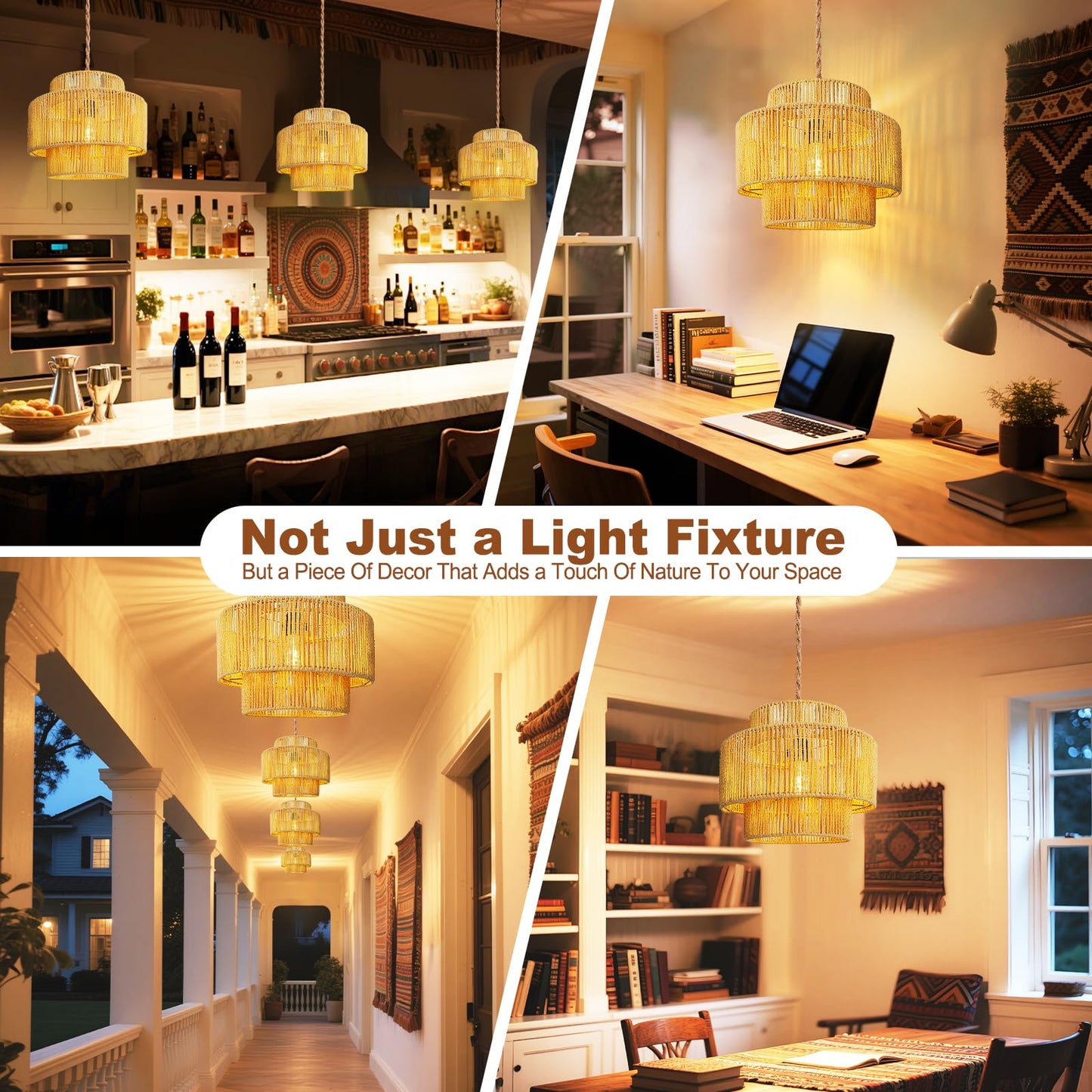Hanging Lamps Rattan Pendant Light - 16.4Ft Plug In Cord Hanging Light Fixture Plug Into Wall Outlet Pendant Lighting With On Off Switch For Bedroom Living (Lantern Shade)