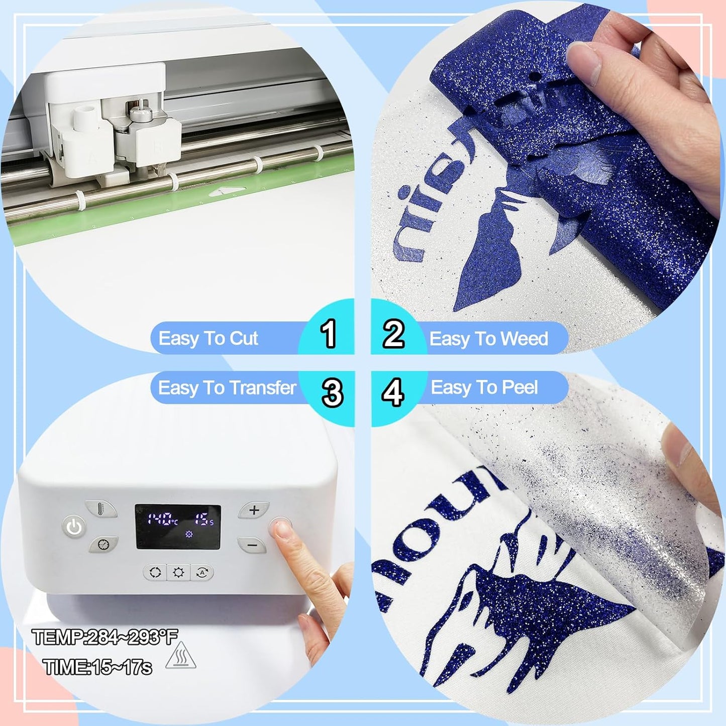 Rainbow White Glitter Heat Transfer Vinyl 12Inch*6FT Glitter Iron on Vinyl for T Shirts Easy to Cut and Weed Compatible with All Cutter Machines HTV Vinyl Iron onfor Cricut (Rainbow White)