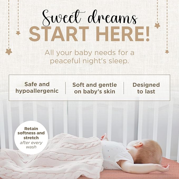 Bassinet Fitted Sheets - Compatible with Amke, Ronbei, Pamobabe, and Nordmiex | 100% Organic Jersey Cotton - Light Pink + Dark Pink | 32x19 (2 Pack)