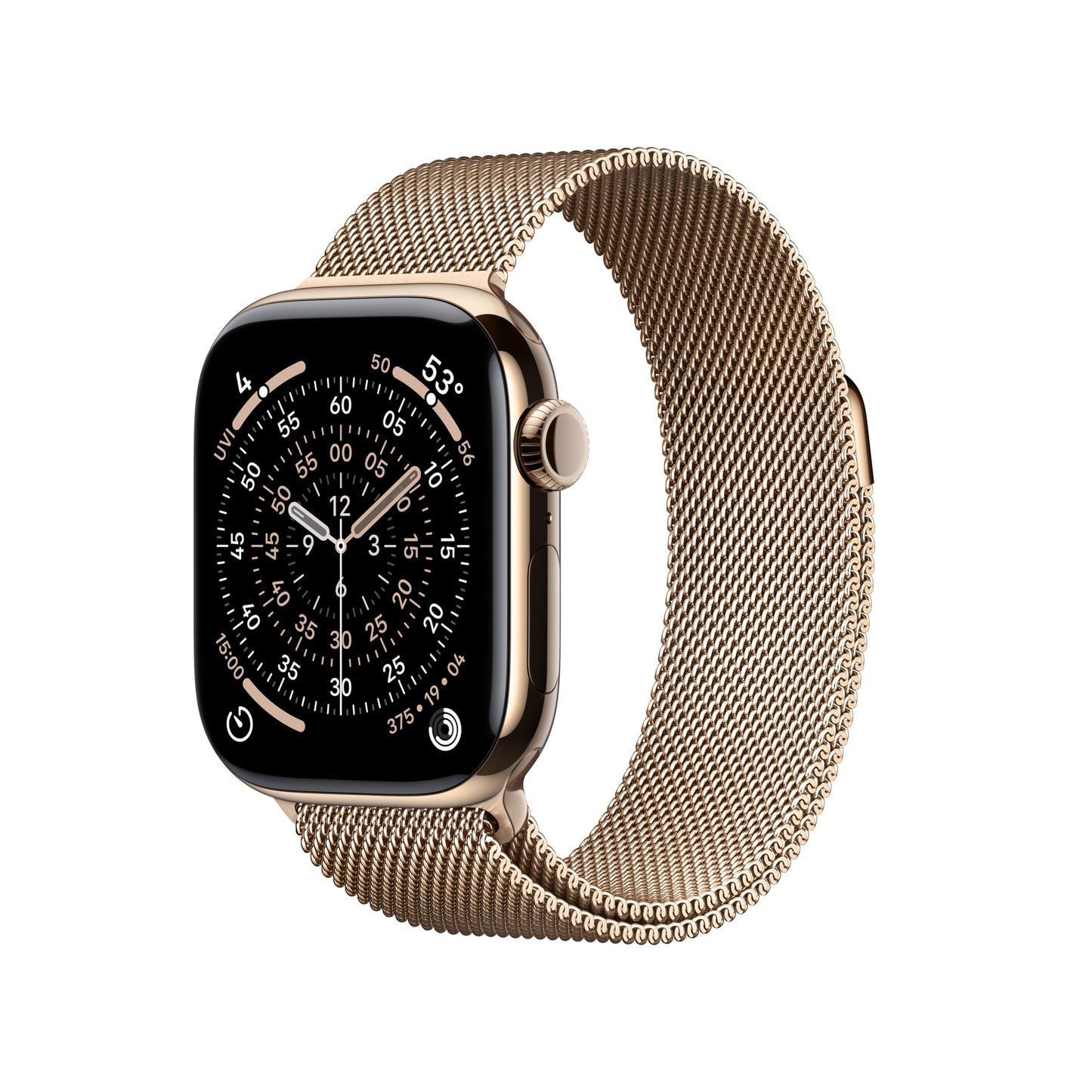 Apple Watch Series 11 [GPS + Cellular 42mm] Smartwatch with Gold Titanium Case with Gold Milanese Loop. Sleep Score, Fitness Tra