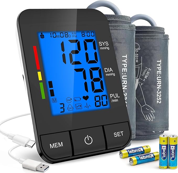 SDUNW Automatic Upper Arm Blood Pressure Monitor for Home Use with 9-17in & 13-21in L/XL/Extra Large Cuff, Accurate Measur...