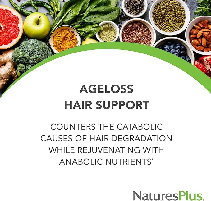 Natures Plus AgeLoss Hair Support - 90 Extended Release Tablets - Gluten-Free - 30 Servings