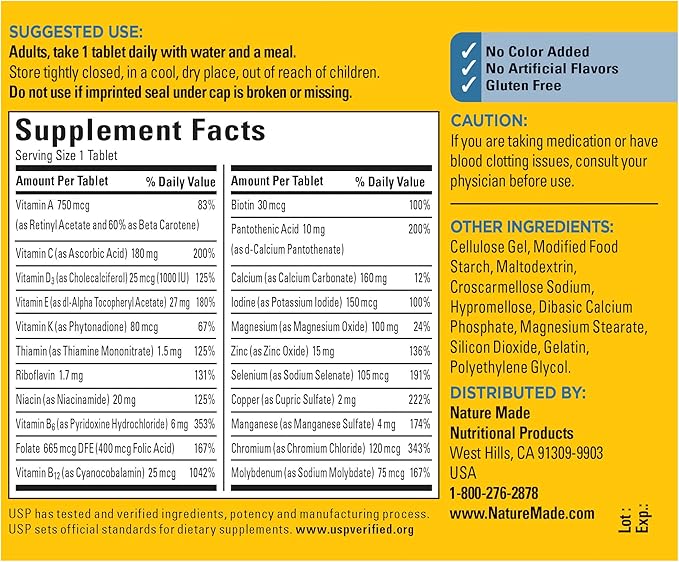 Nature Made Multivitamin 50+ His & Hers Combo Pack, Mens and Womens Multivitamin with Vitamin C, Vitamin D3, B Vitamins, Zinc & More, Two Multivitamin Bottles