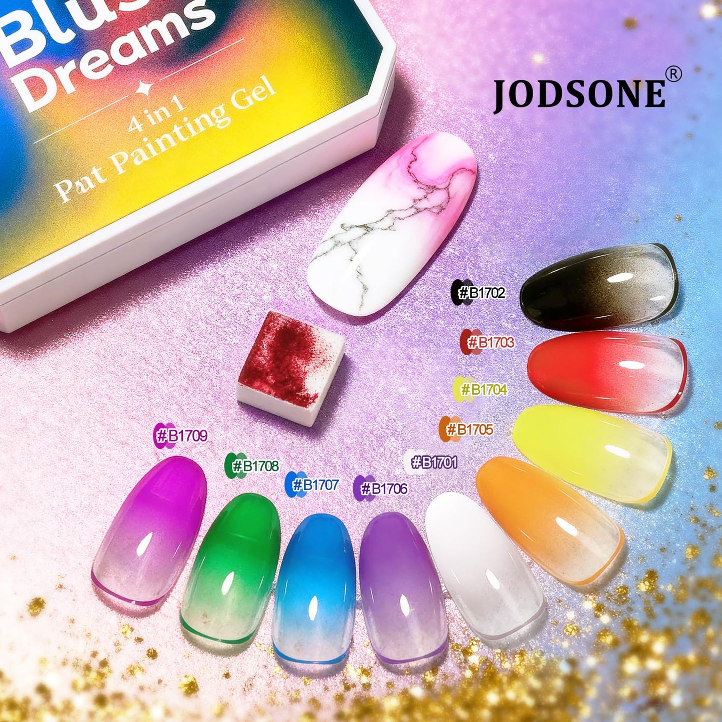 JODSONE Sponge Pat Paint Nail Gel 9 Colors French Gradient Gel Nail Blush Blooming At Home DIY Nail Art Designs