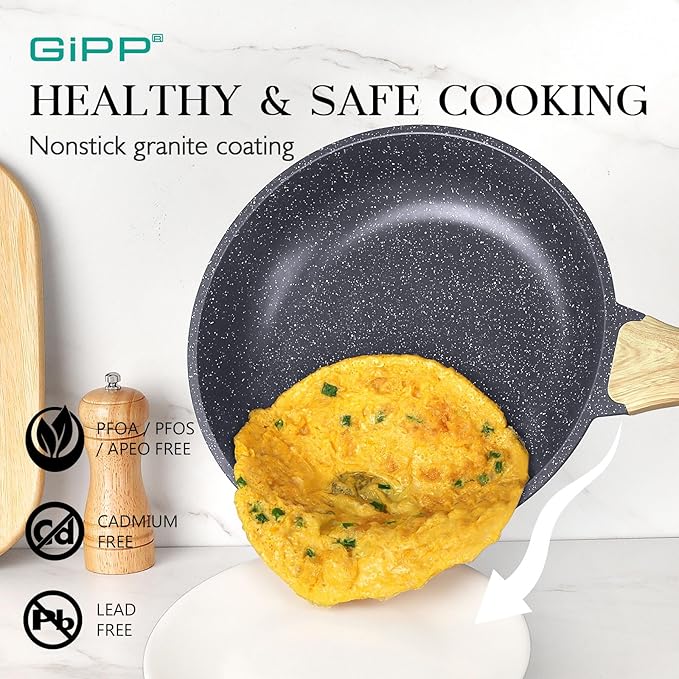 GIPP 22 Piece Ceramic Nonstick Pots and Pans Set- Cookware Non Stick Set, Non-toxic Healthy Kitchen Cooking Set w/Frying Pans Set, Dishwasher Safe, PFAS PTFE PFOA PFOS Free