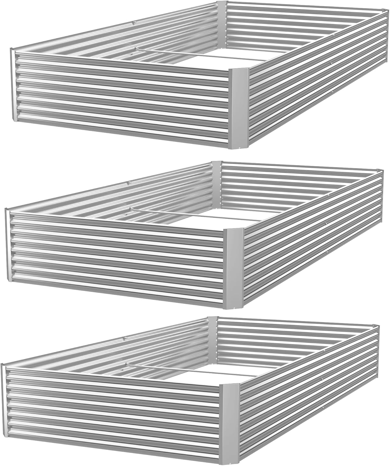 3 Pack 6x3FT Galvanized Raised Garden Bed Outdoor,Metal Garden Bed for Vegetables,Steel Raised Beds for Gardening,Above Ground Garden Box for Flower