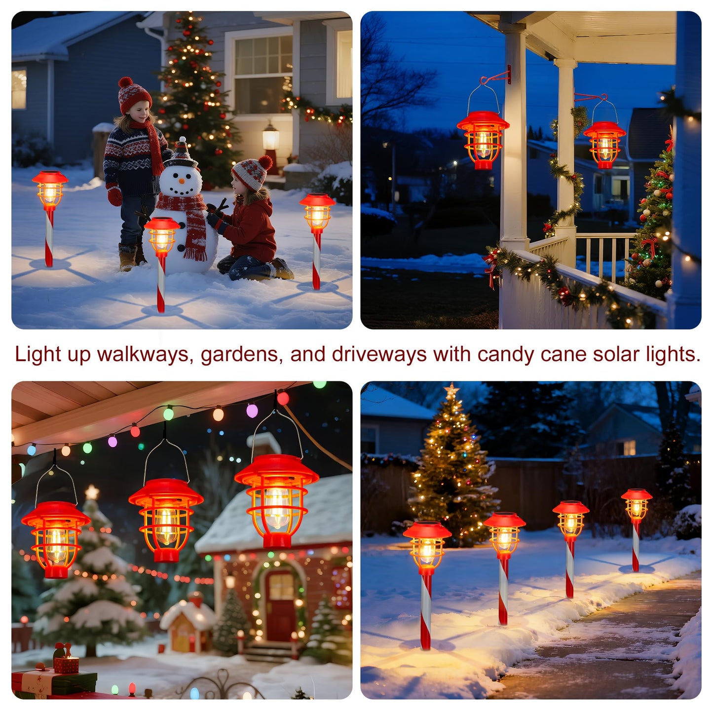 6 Pack Solar Pathway Lights Outdoor Christmas Decorations  Waterproof Candy Cane Christmas Pathway Lights For Yard  Walkway  Driveway  Garden Decor  Solar Powered Outdoor Lights For Xmas Gifts