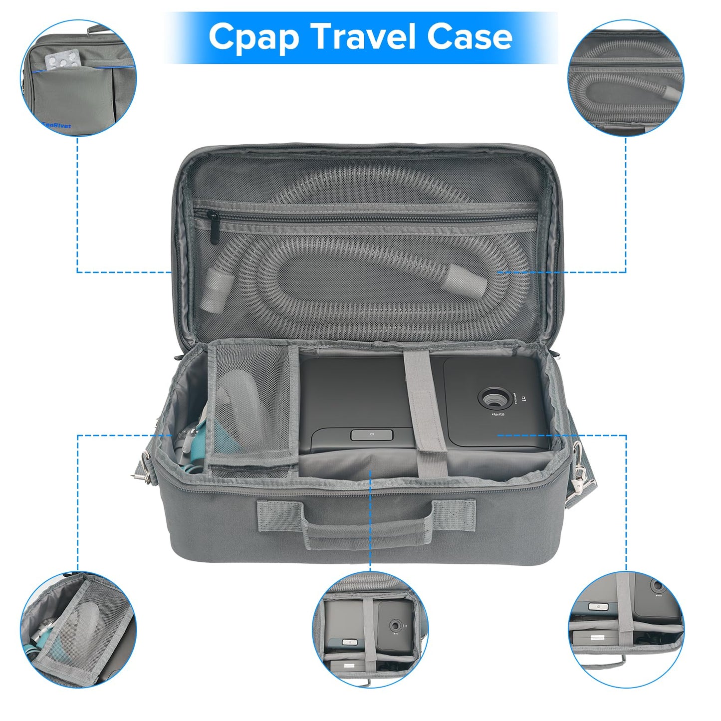 EonRivet Premium CPAP Travel Bag - Universal CPAP Carrying Case for ResMed AirSense 11/10, 3B Medical & Most Travel CPAP Machines - Durable, Lightweight, TSA-Friendly CPAP Storage & Backpack Option