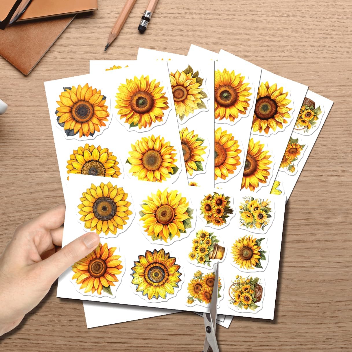 Sunflower Vinyl 50pcs Stickers Pack for Laptop Water Bottle Scrapbook Journal Phone Case Decoration DIY Accessories Hat Bumper Kids Teens Adults Bike Motorcycle Bedroom