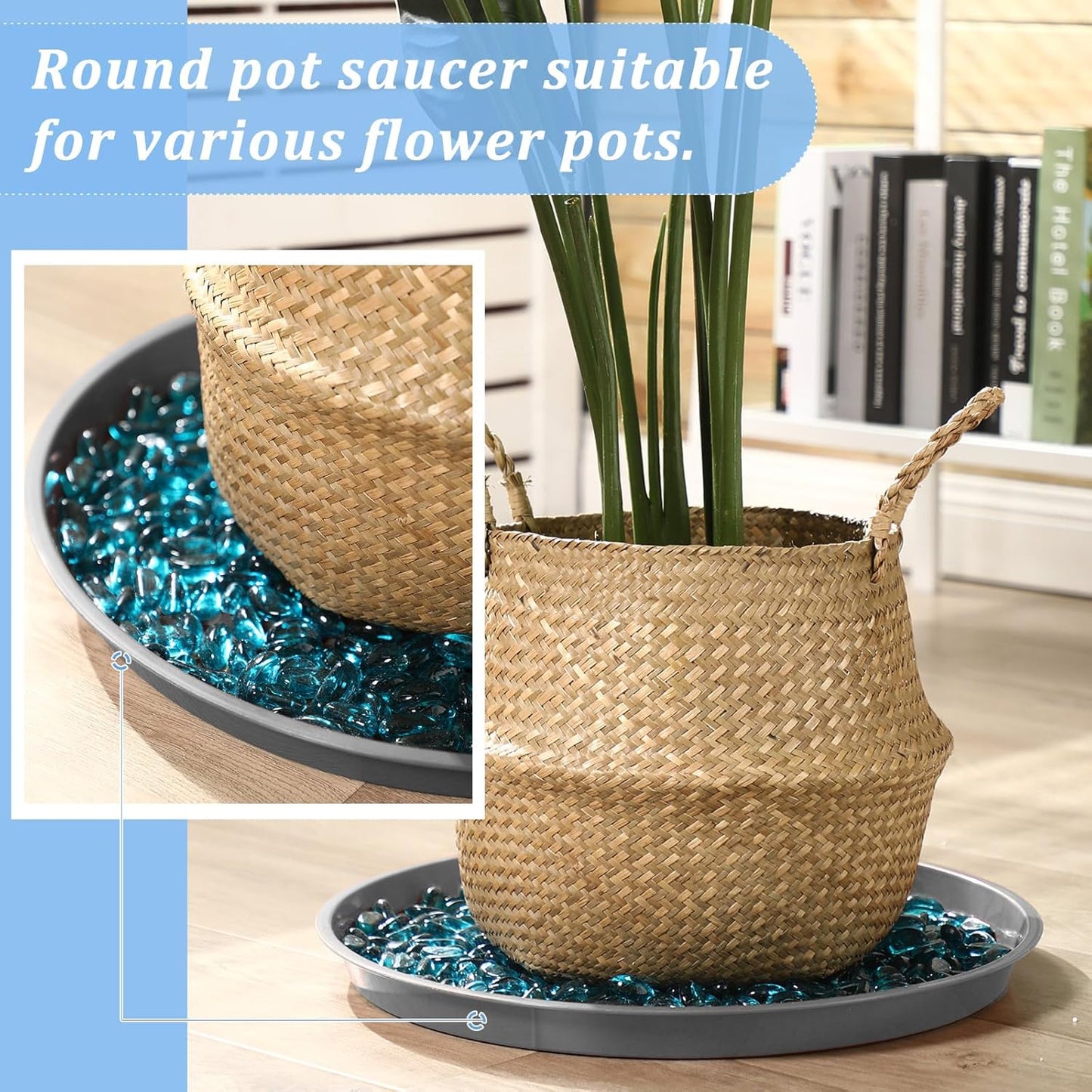 Eccliy 12 Pcs Plastic Plant Saucers Round Plant Tray Large Flower Pot Heavy Duty Planter Water Trays Thick Planter Drip Saucers for Indoors and Outdoors(18 Inch,Gray)