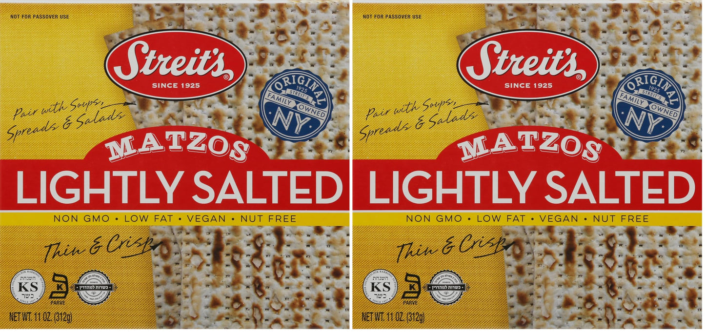 Streits Lightly Salted Matzo, 11 oz (Pack of 2)
