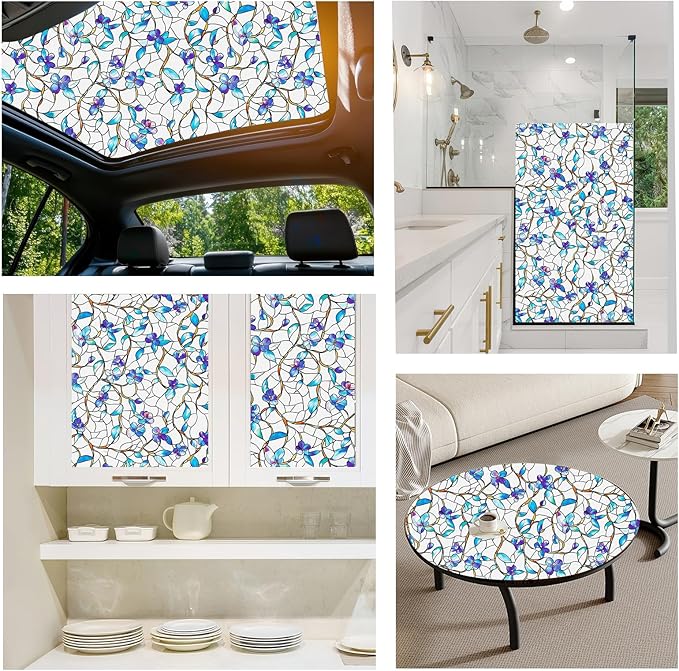 Frosted Glass Window Frosting Film Window Privacy Film One Way Privacy Windows Clings Static Cling Home Room Bathroom Spring Decor Car Decorations Tint Door Cover Renter Friendly Stickers