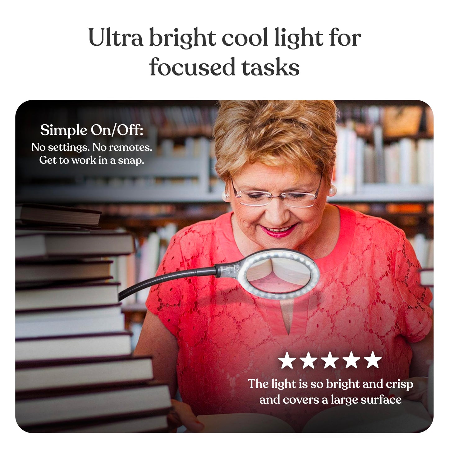 Brightech Lightview Flex Magnifying Desk Lamp - 1.75X Magnifier With Light, Adjustable For Crafts & Reading, Black, Model Ltvw2-Bk