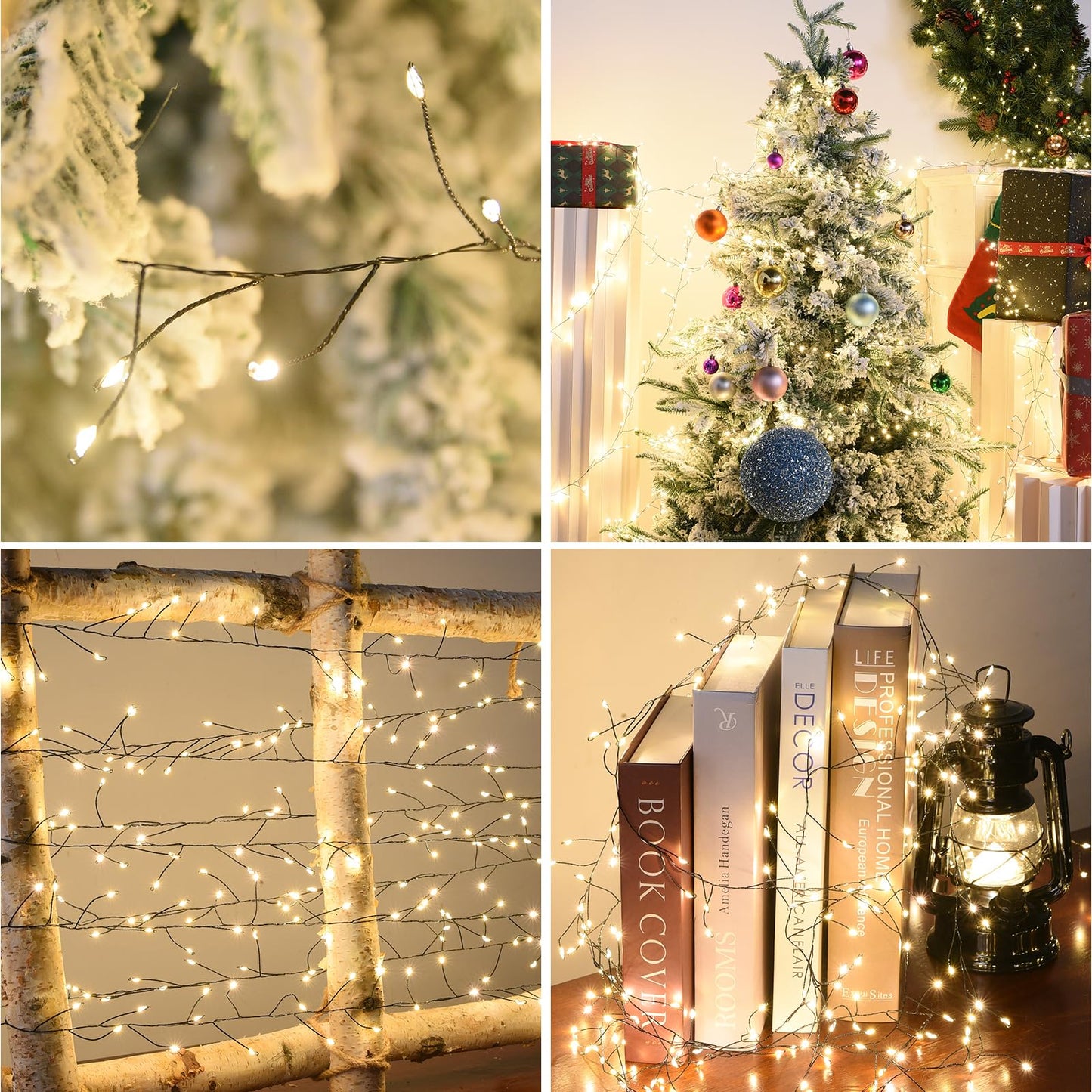 Dailyart Fairy Lights Plug In  3000 Led Cluster Lights With Timer 195Ft Waterproof Warm Twinkle String Light With Remote For Bedroom Wreath Garland Window Wedding Christmas Tree Decoration Black Wire