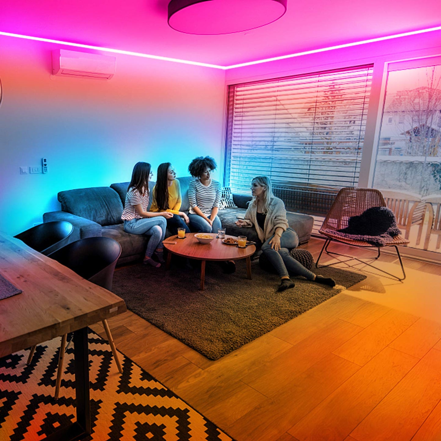 Daybetter Smart Bluetooth Led Strip Lights 30Ft, Rgb, App Control, 5050, Multicolor, Model Flslb503901Rg-Dbus