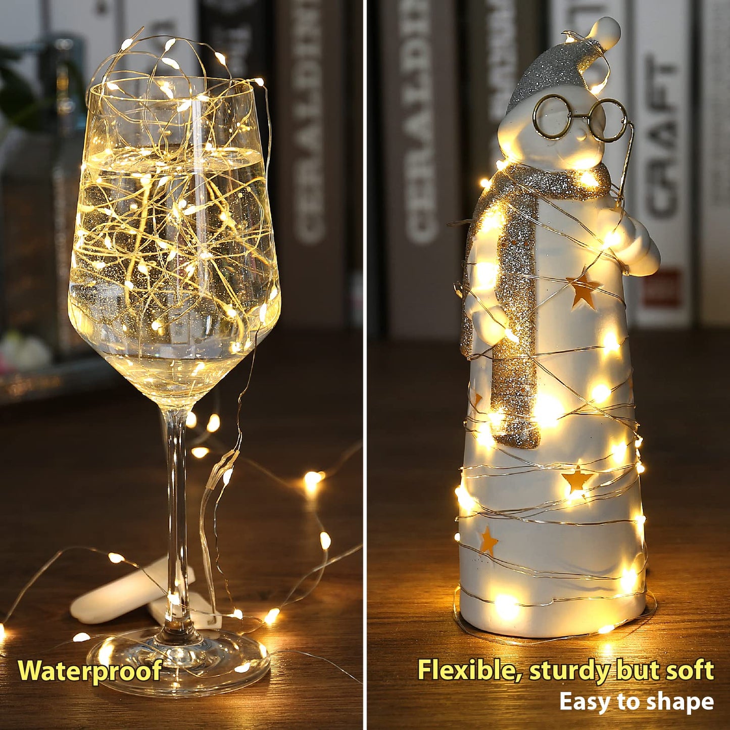 HXWEIYE LED Fairy Lights 12 Pack, 7ft 20LED Warm White, Battery Operated, Waterproof for Indoor Outdoor Use