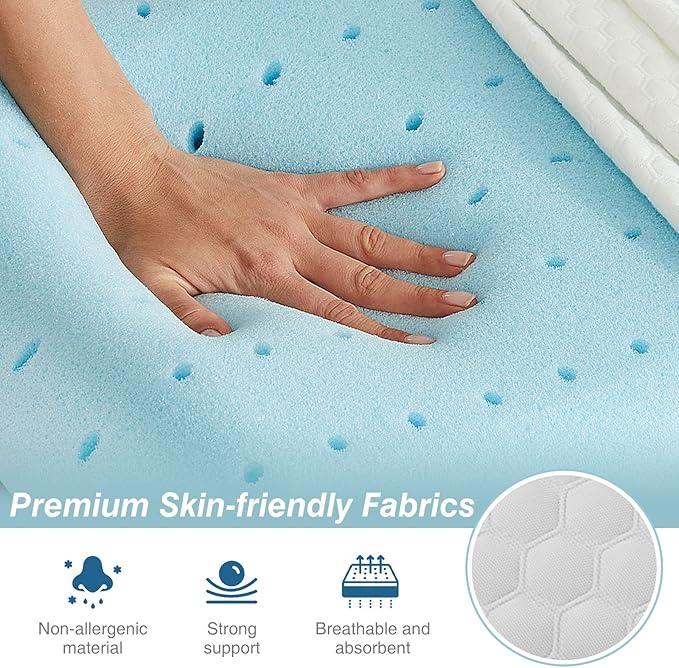 Sweetcrispy Memory Foam Pillows - Standard Size Neck Pillow, Ventilated Cooling Bed Pillow with Removable Cover, Comfort and Support, Best for Side, Back, and Stomach Sleepers, Living Room, White