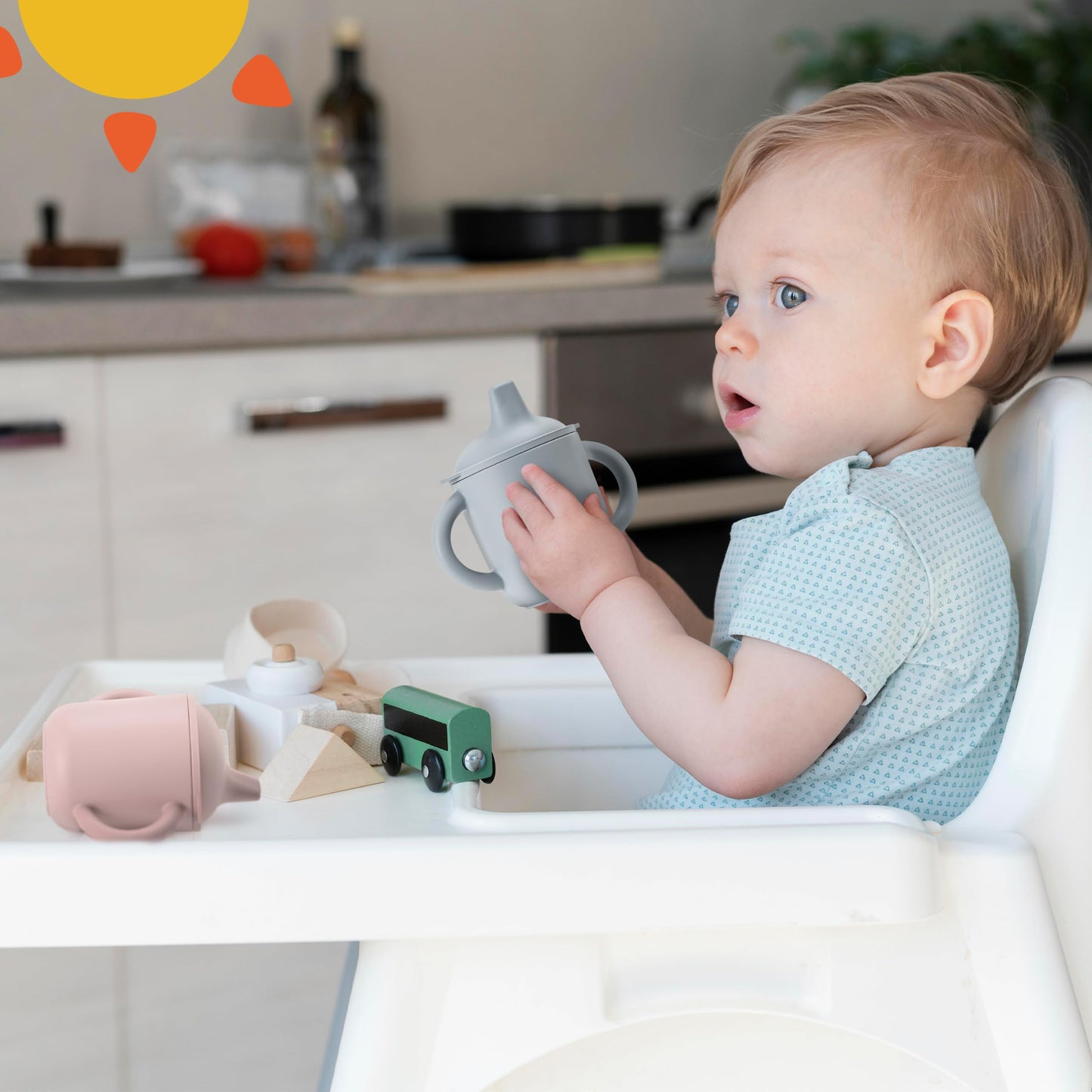 Leeleelon® Silicone Sippy Cups for Baby, Leak-Proof Sippy Cups for Baby & Toddler with Handles, Soft Spout Sippy Cup for Infants, 6+ Months, 6oz/180ml (Pack of 2)