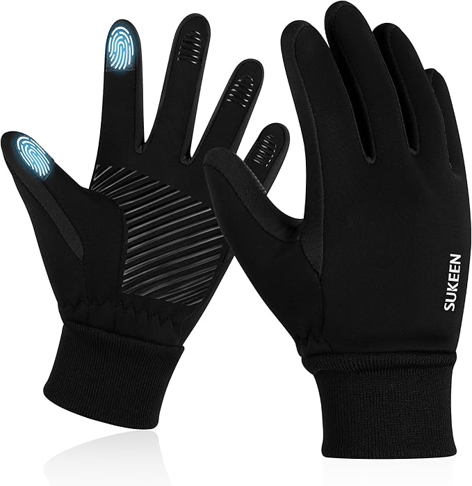 Sukeen Kids Winter Gloves, Touchscreen Anti-Slip Kids Cycling Gloves for Kids Boys Girls, Lightweight Boys Gloves for Runn...