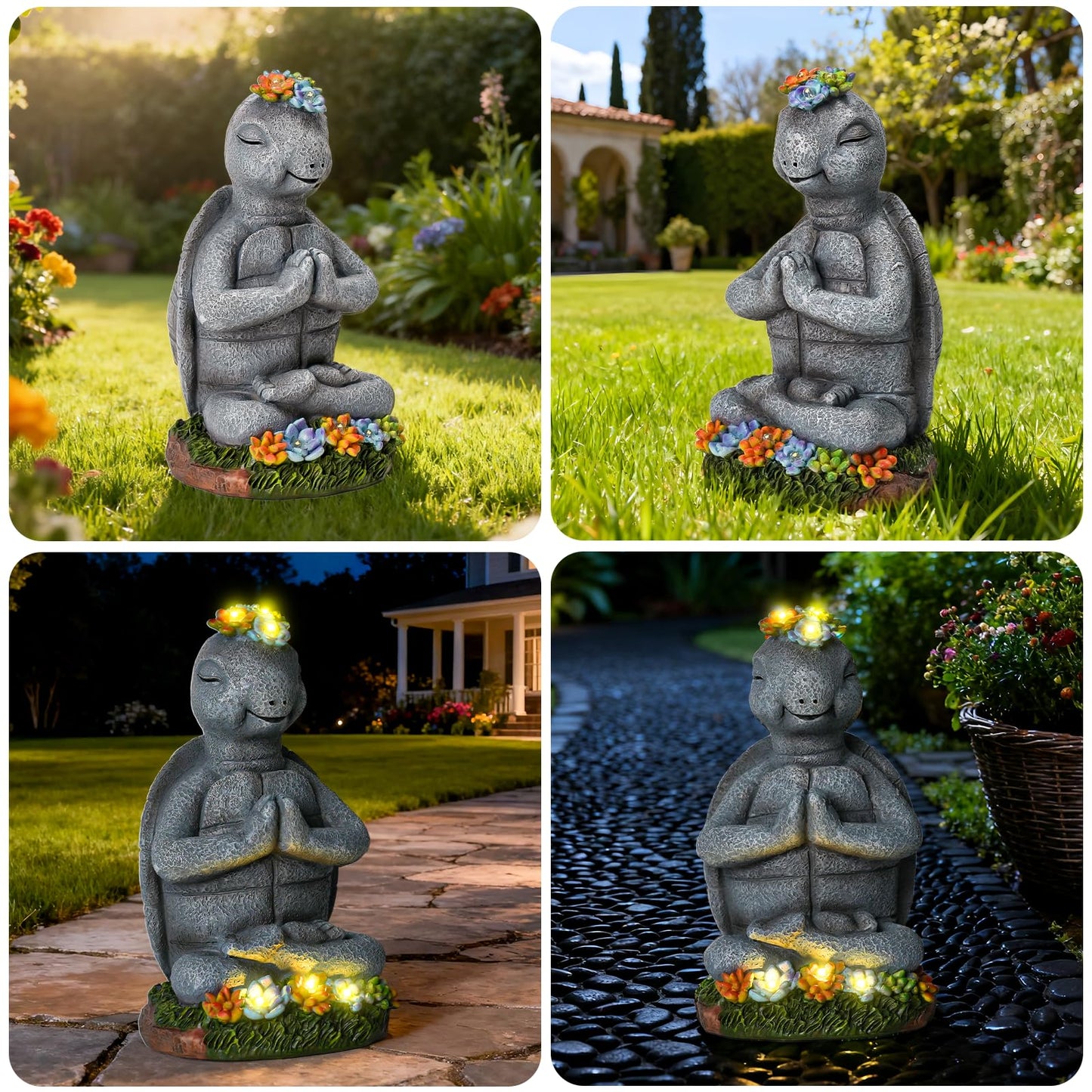 Pohabery Solar Turtle Decor Garden Turtle Figurines With Led Light Birthday Gifts For Women Turtle Outdoor Decor For Patio Yard Garden Home Decor
