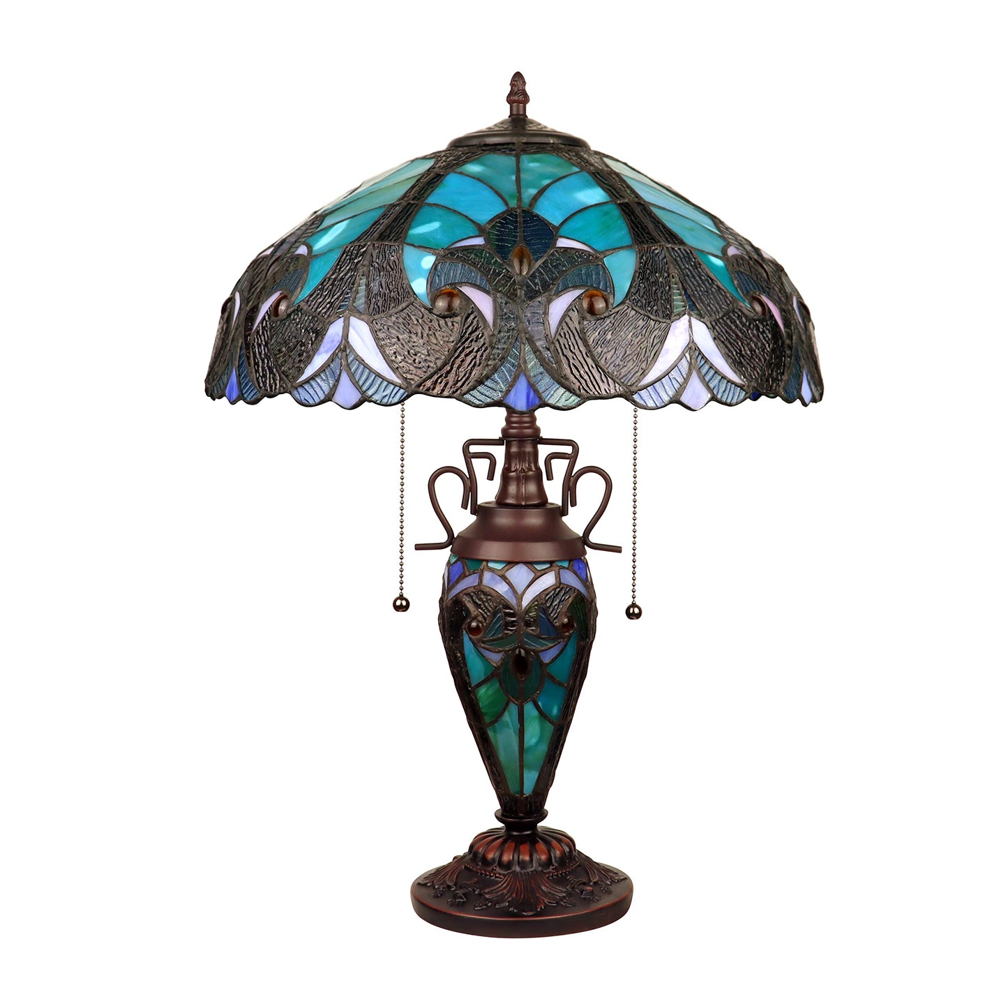 Chloe Lighting Victorian-Style Table Lamp, Antique Dark Bronze, 3 Light, 16in Wide, Multicolor, Model CH16780VG16-DT3