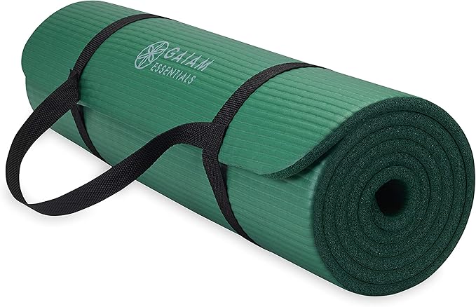 Gaiam Gaiam Essentials 2/5" Thick (10mm) Yoga & Pilates, Fitness & Exercise Mat with Easy-Cinch Carrier Strap Cusion Suppo...