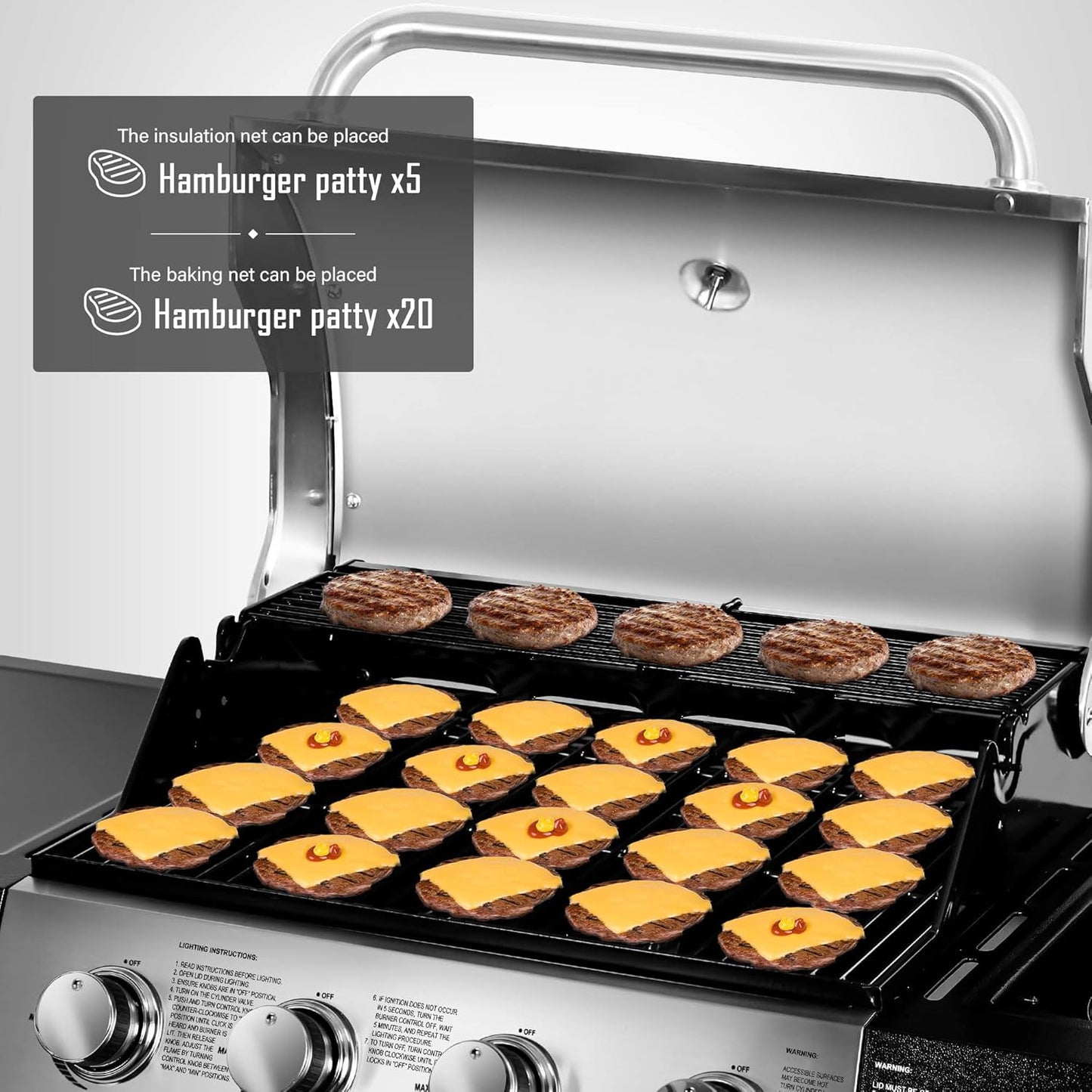 MASTER COOK 4 Burner Gas Grill, 52,000 BTU Cabinet Style Grill, Propane Grill, with Side Burner, Built with Stainless Steel