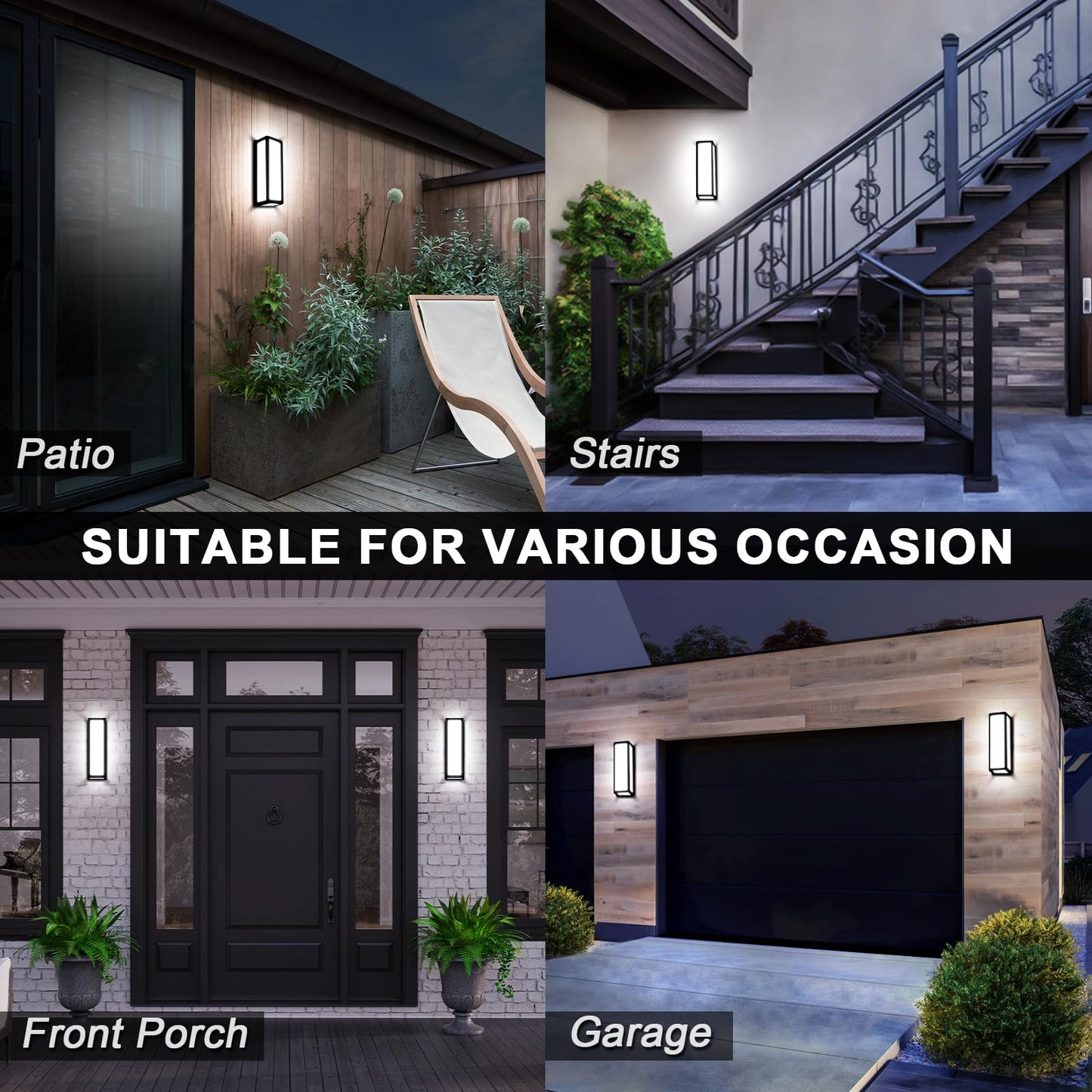 Tomourd 30Watt Modern Outdoor Wall Lights  2000 Lumen Waterproof Exterior Porch Light  6000K Daylight Anti-Rust Wall Mount Outdoor Wall Lighting For House  Front Porch  Garage
