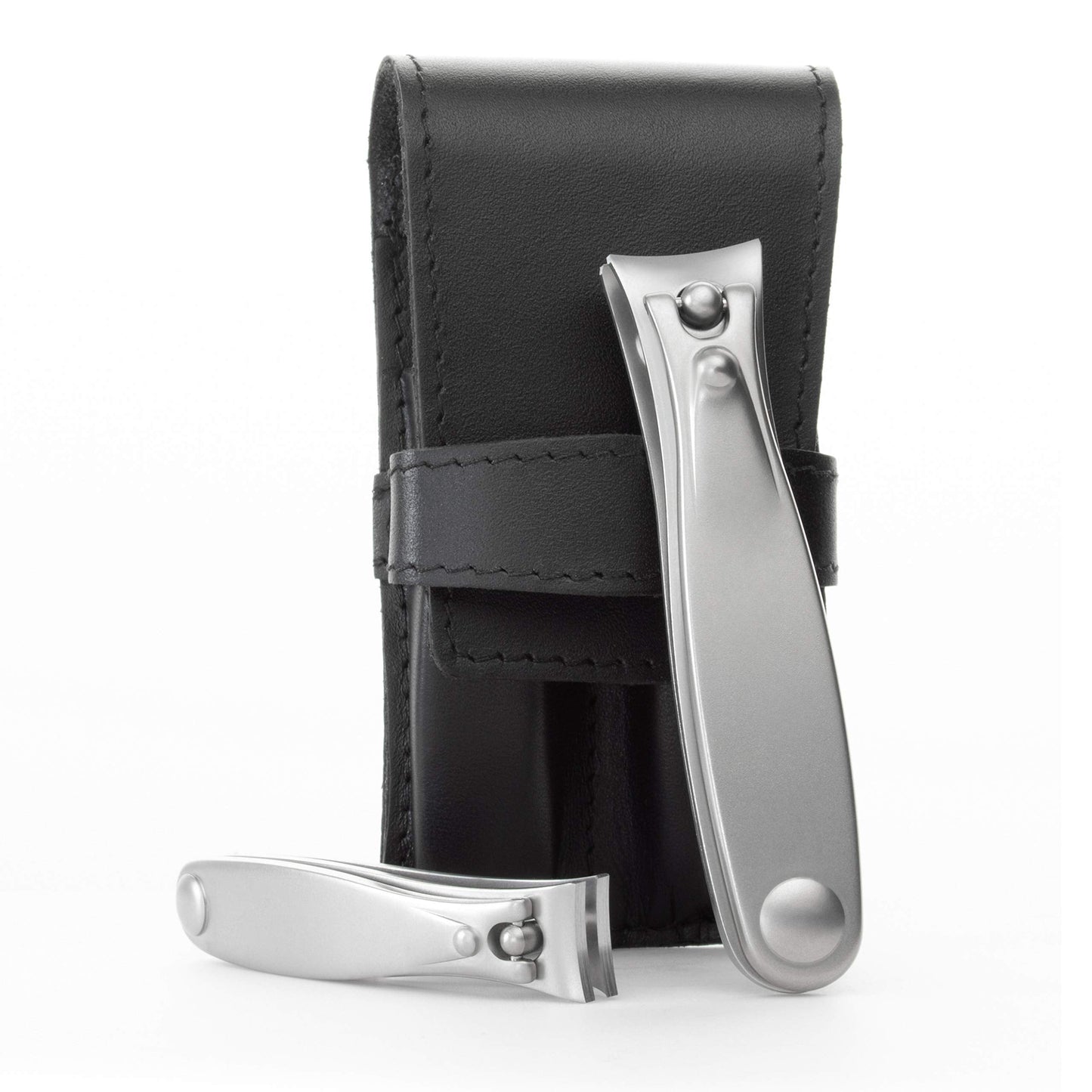 GERMANIKURE Nail Clippers Set in Black Leather Case - Ethically Made in Solingen Germany, FINOX Stainless Steel Tools - Professi