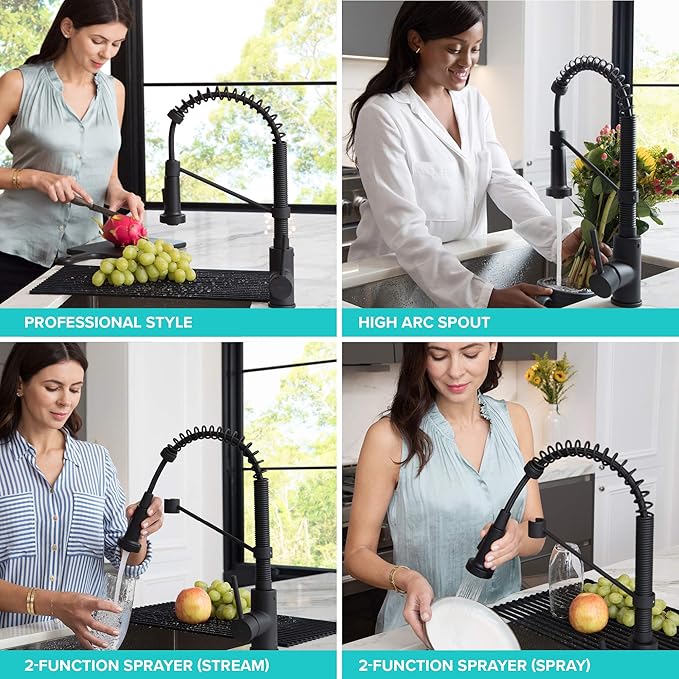 Kraus KPF-1610SFS-KSD-43SFS Bolden 18-Inch Single Handle Commercial Style Pull-Down Kitchen Faucet with Soap Dispenser, Spot Free Stainless Steel