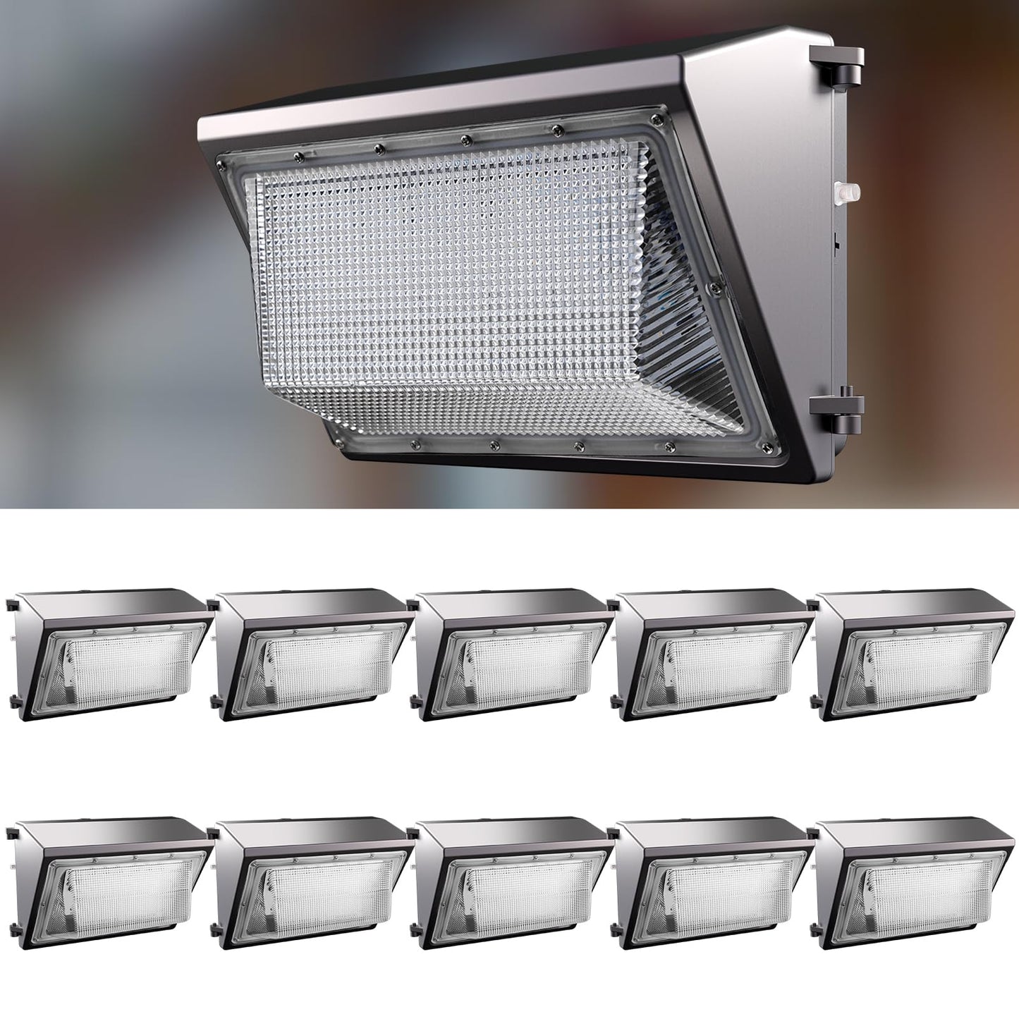 Lightdot 10Pack 150W LED Wall Pack Lights, 100-277v Dusk to Dawn Photocell, 22500Lm(150Lm/W) 5000K IP65 Wall Mount Outdoor Exter