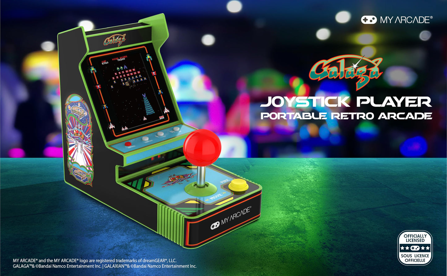 My Arcade New Galaga Red Joystick Player: Galaga and Galaxian Portable Console, Retro Games - 3.5" Full Color Display