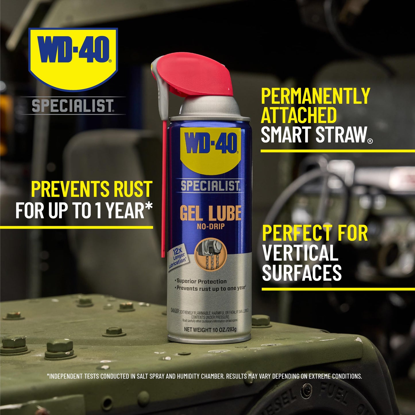 WD-40 Specialist Gel Lube with Smart Straw Sprays 2 Ways, Twin Pack, 10oz cans, No drip Lubricant, Non-Fling Lubricant, (Pack of 2) (300851)