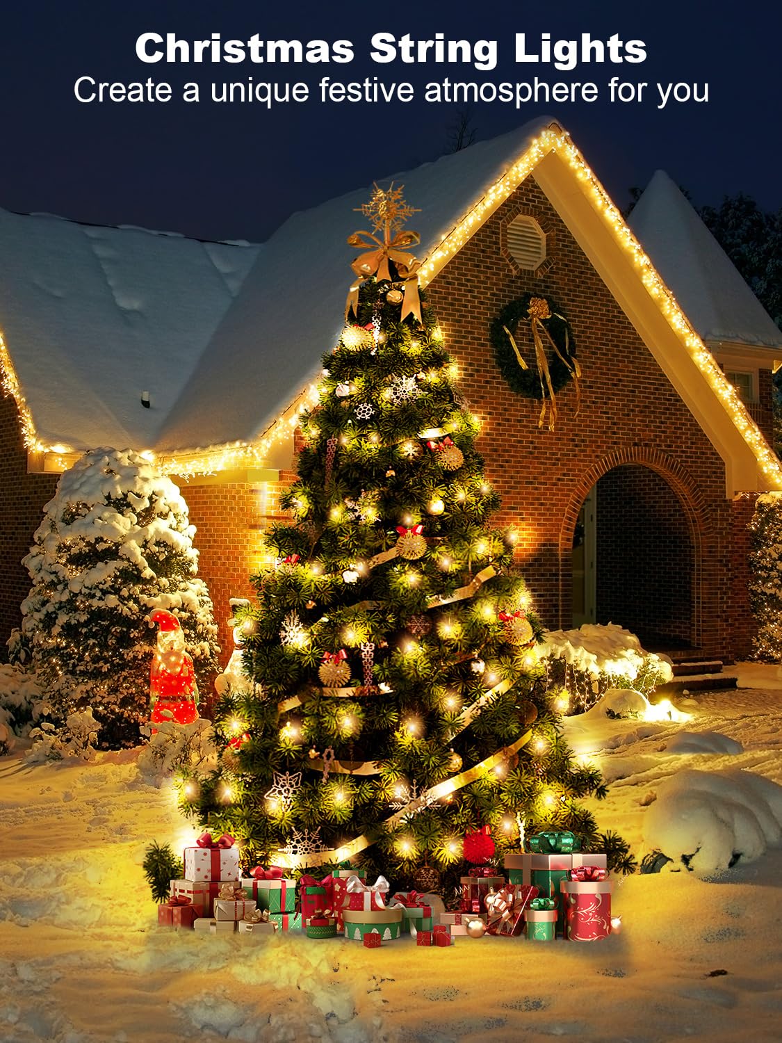 300 Led String Lights Outdoor  100Ft Warm White Christmas Lights For Outside With Remote  Timer Memory Function  8 Modes Waterproof Fairy Lights Plug In  For Xmas Tree Bedroom Patio Party