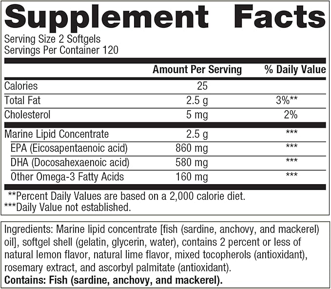 Metagenics OmegaGenics Fish Oil EPA-DHA 720 mg - Omega-3 Fish Oil Supplement - High Potency - for Heart Health, Musculoskeletal Health & Immune System Health* - with DHA & EPA - 120 Softgels