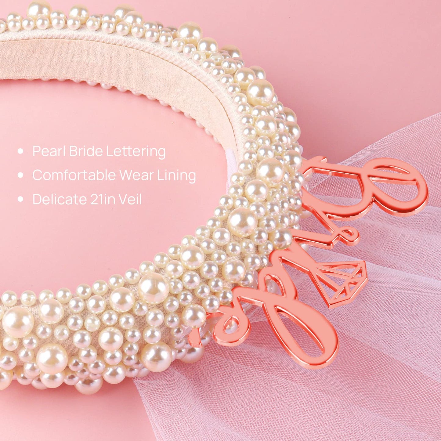 JUSTOTRY Bride Headband for Bachelorette - Bachelorette Outfit Party Veil for Bridal Shower Gift Bride To Be Hairband Accessorie