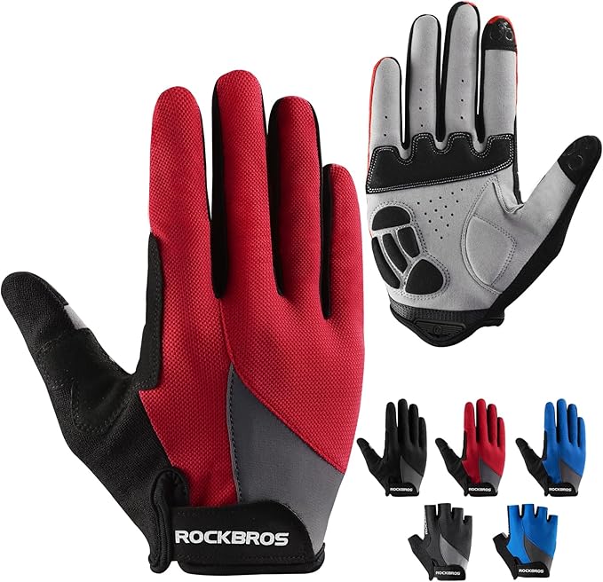 ROCKBROS Cycling Gloves for Men Women - Breathable Gel Pad Road Mountain Bike Gloves - Touch Screen Anti-Slip MTB Gloves f...
