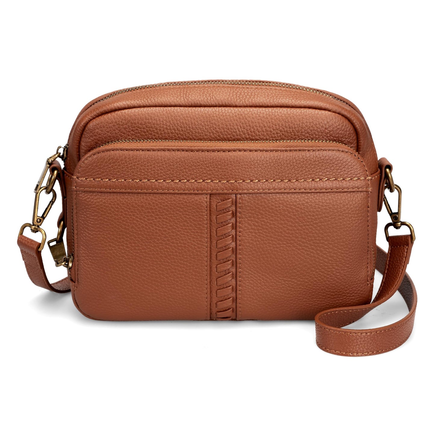 befen Rfid Crossbody Bags for Women Geniune Leather, Women's Small Anti Theft Cross Body Purse Lightweight Multi Pockets Purses Handbag - Brown