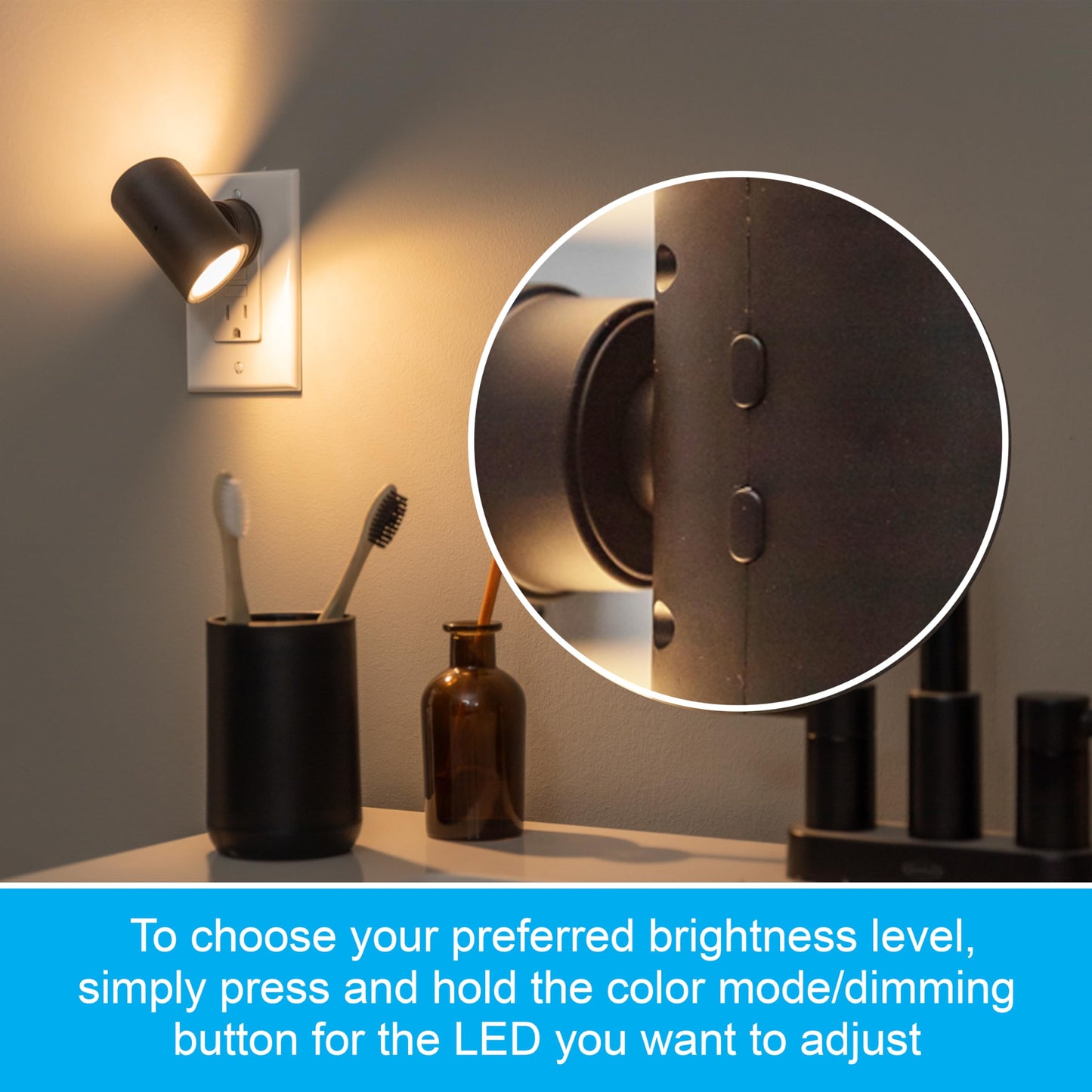 GE Directional Swivel Sconce Night Light, Color-Changing, Dimmable, 2 Pack, Black, Model 83591