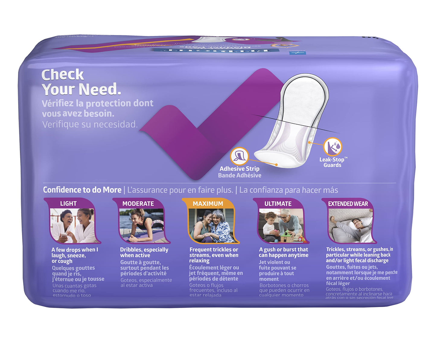 Medline FitRight Incontinence Bladder Control Pads, Maximum Absorbency, 5.5'' x 13.75'', 10 Count (Pack of 12)