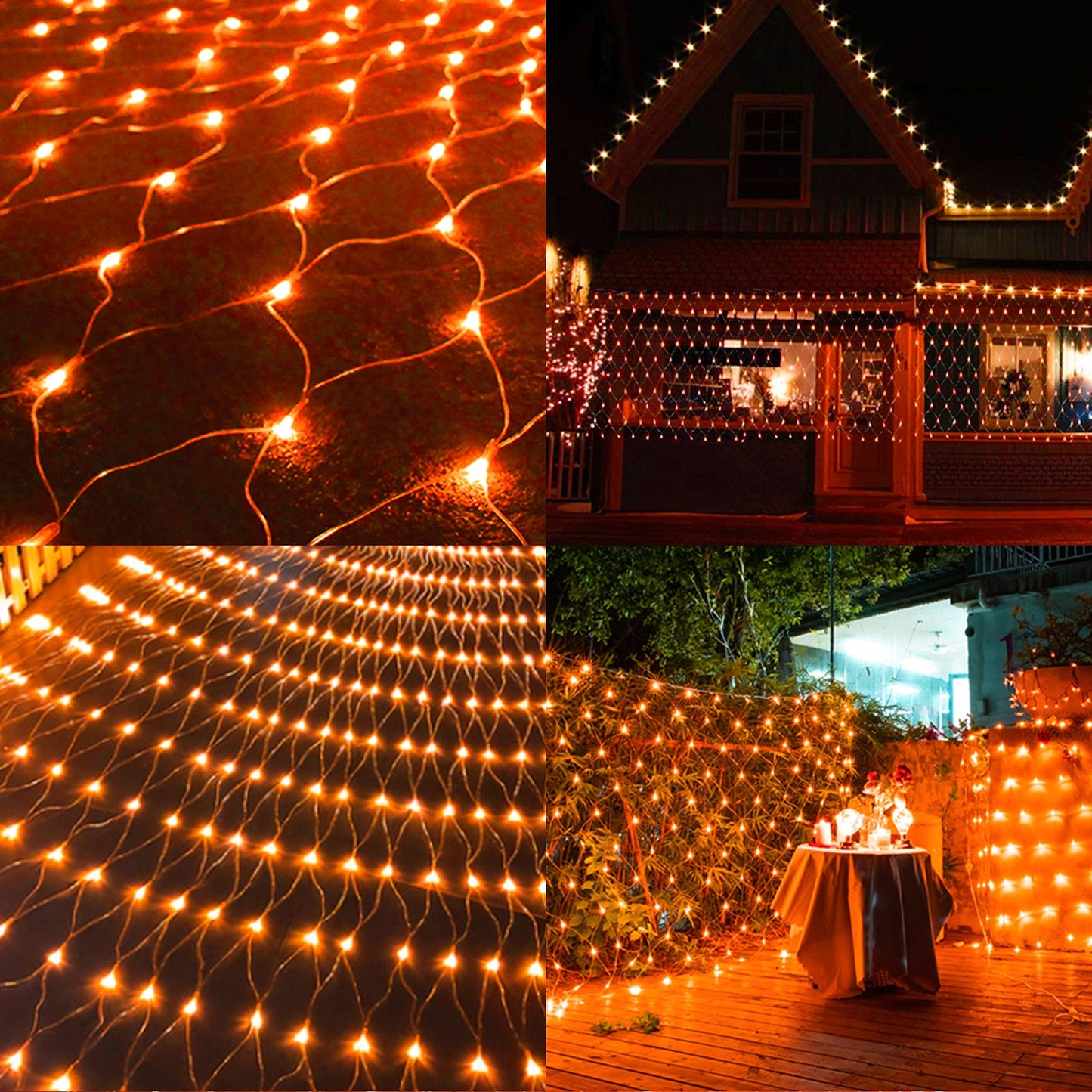 WATERGLIDE Outdoor Halloween Net Lights, 12FT x 5FT, 360 LED, 8 Modes, Orange, Model HB-360WCOI