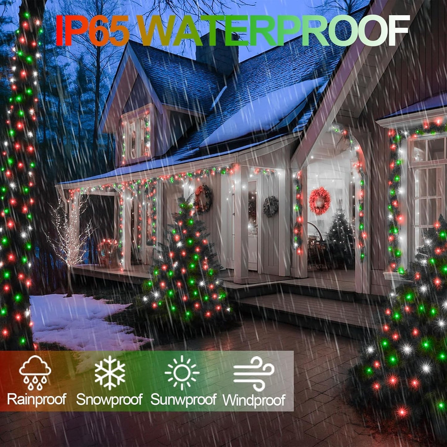 4 Pack 180Ft Solar Christmas Lights Outdoor Waterproof  Super Bright 320 Led Solar String Lights With 8 Lighting Modes  Green Wire Twinkle Tree Light For Outside Xmas Party Decor (Red White And Green)
